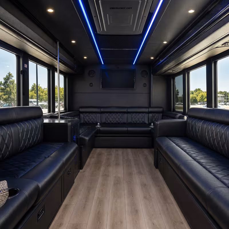 Passenger watching the Spokane scenery during a regional party bus road trip