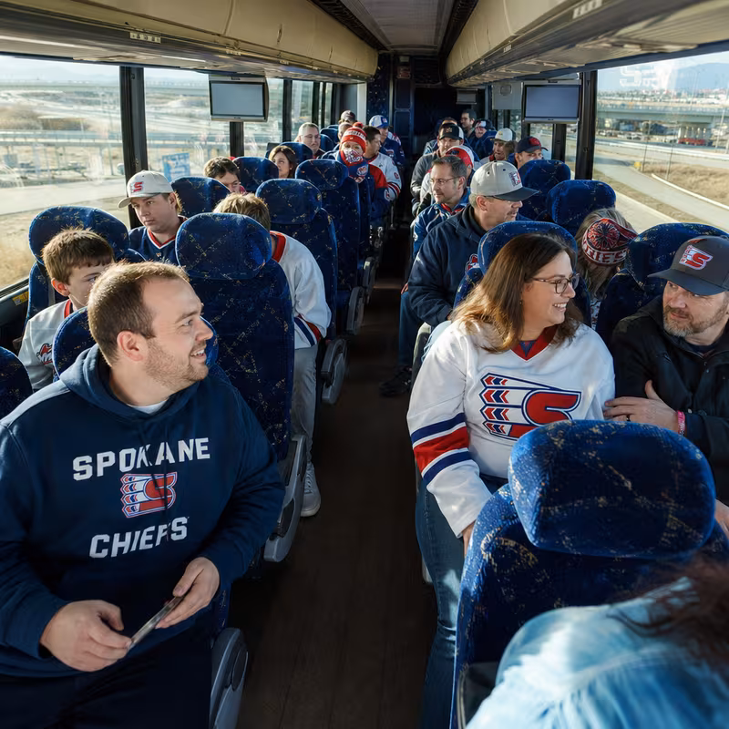 Passenger seating aboard a Spokane party bus rental