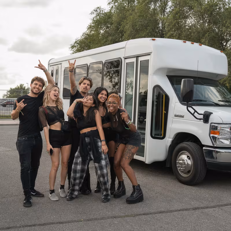 Black Mercedes Sprinter van staged for an Spokane Concert Transportation group