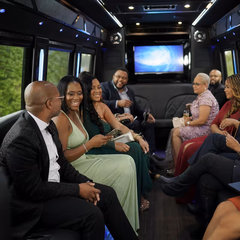 Black Mercedes Sprinter van staged for an Spokane Private Event Transportation group