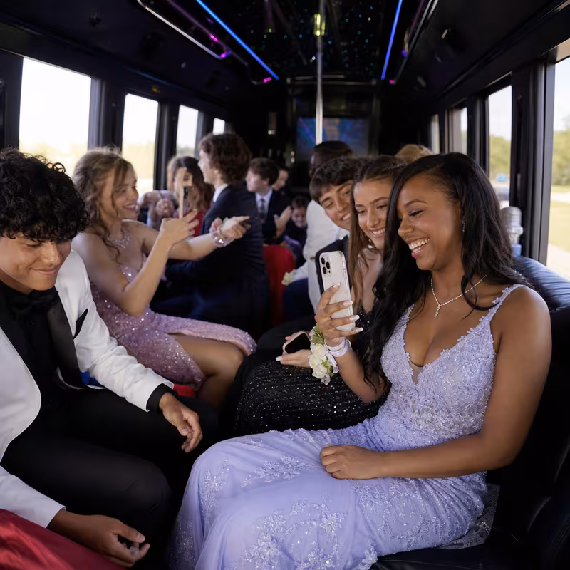 Black Mercedes Sprinter van staged for an Spokane Prom & Homecoming Transportation group