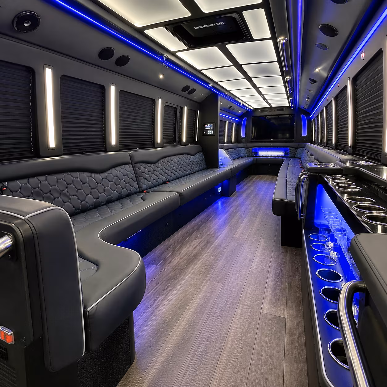 Spokane Sporting Event Transportation party bus interior